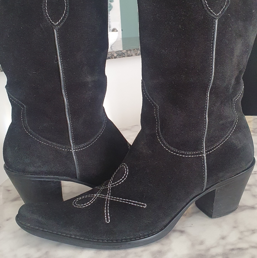 Cowboy black suede boots Franco Sarto
